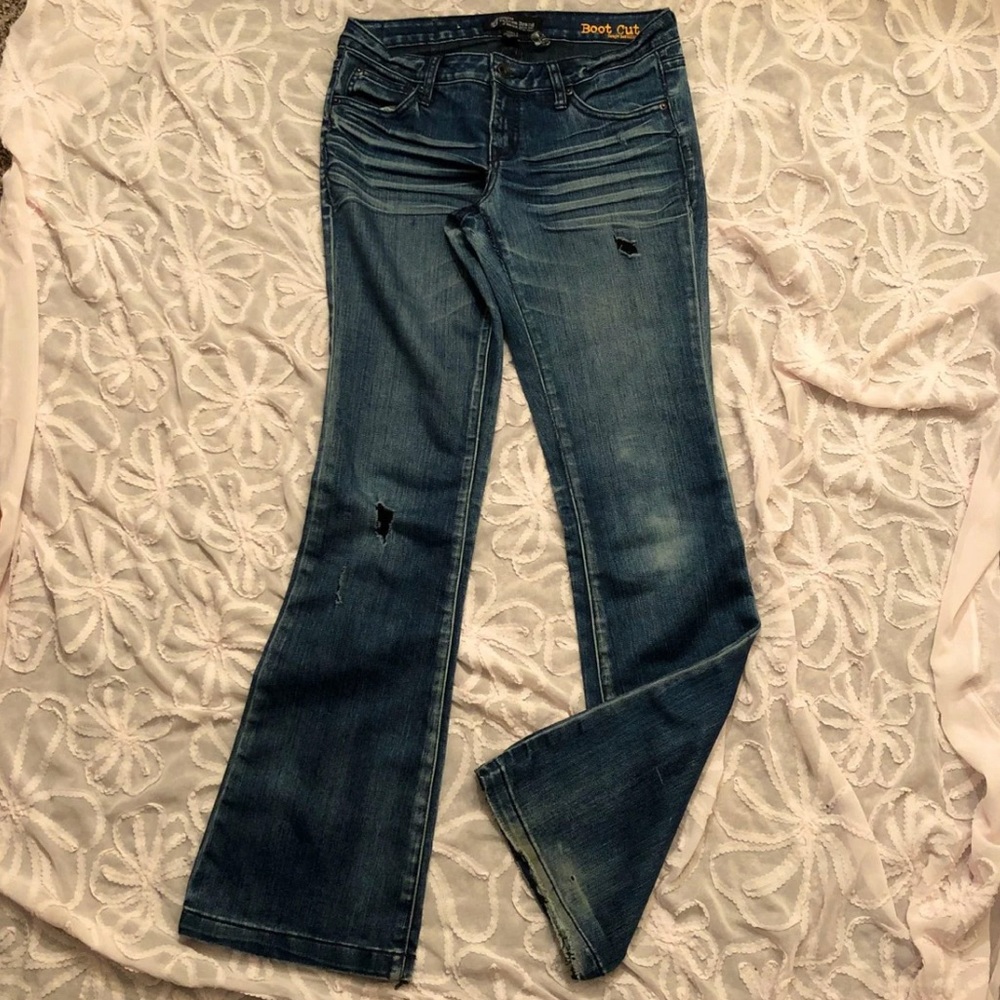 Volcom bootcut deconstructed jeans
